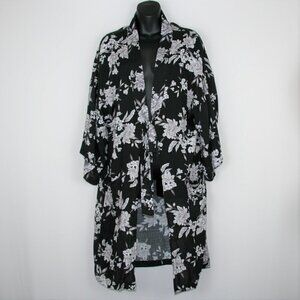 Spiritual Gangster Maya Floral Kimono Womens OS Black Open Front Flowy Gypsy